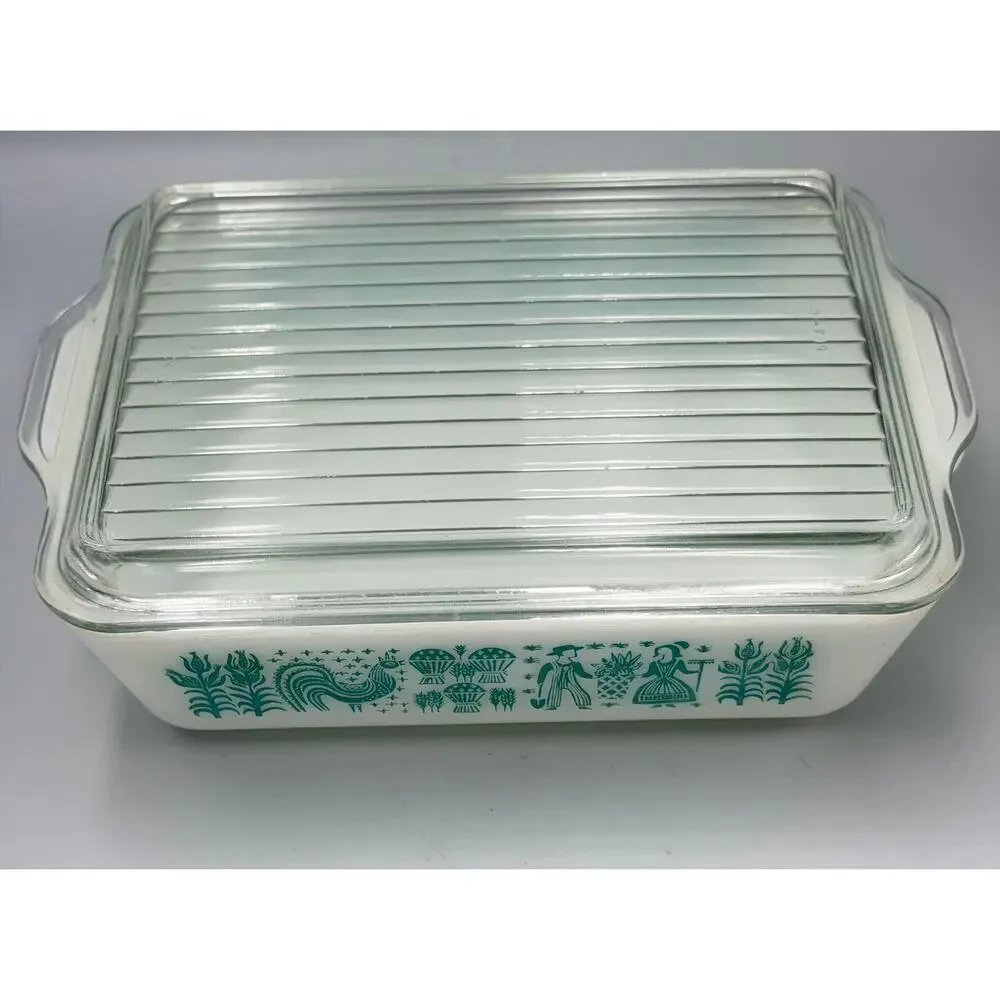 PYREX #503 Blue Amish Butterprint Turquoise Refrigerator Storage Dish READ